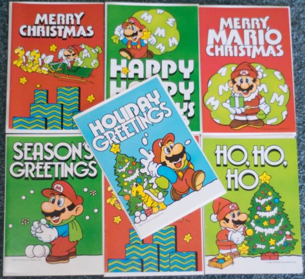 Lot of 6 very cute Super Mario christmas cards in red blue and green